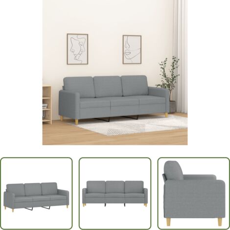 Divano in tessuto -  Divano a 3 Posti Grigio Chiaro 180 cm in Tessuto