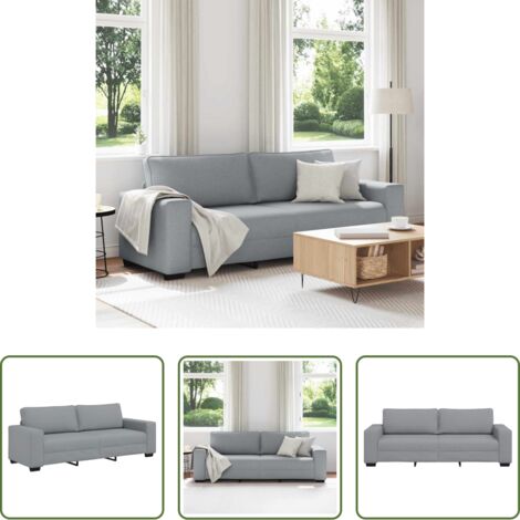 Divano in tessuto -  Divano a 3 Posti Grigio Chiaro 220x77x82 cm in Tessuto