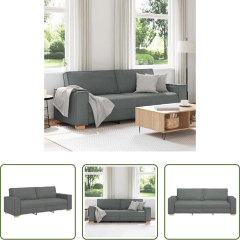 Divano in tessuto -  Divano a 3 posti Grigio scuro 220x78x84 cm in tessuto