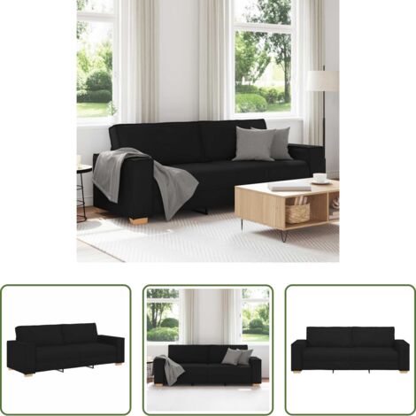 Divano in tessuto -  Divano a 3 posti Nero 220x78x84 cm Tessuto