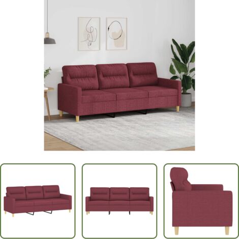 Divano in tessuto -  Divano a 3 Posti Rosso Vino 180 cm in Tessuto