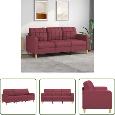 Divano in tessuto -  Divano a 3 Posti Rosso Vino 180 cm in Tessuto
