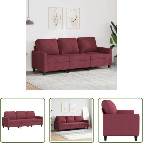 Divano in tessuto -  Divano a 3 Posti Rosso Vino 180 cm in Tessuto