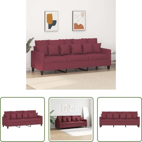 Divano in tessuto -  Divano a 3 Posti Rosso Vino 180 cm in Tessuto