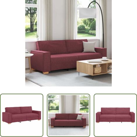 Divano in tessuto -  Divano a 3 posti rosso vino 180 cm in tessuto