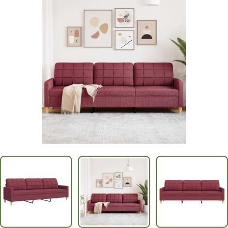 Divano in tessuto -  Divano a 3 Posti Rosso Vino 210 cm in Tessuto