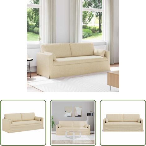 Divano in tessuto -  Divano Crema 198 x 78 x 80 cm Tessuto