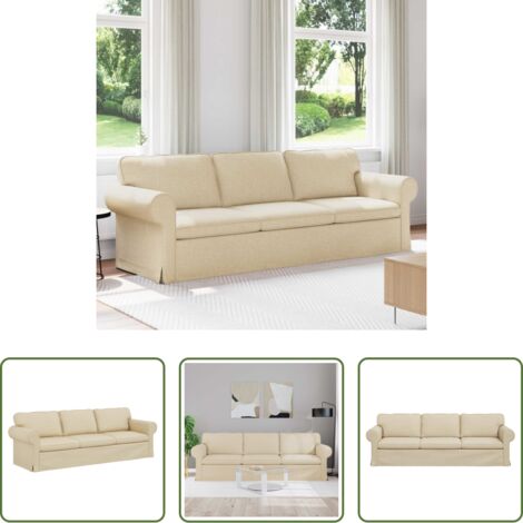Divano in tessuto -  Divano Crema 245 x 82 x 80 cm Tessuto