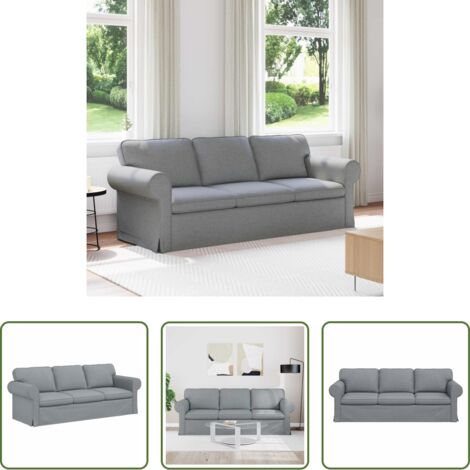 Divano in tessuto -  Divano Grigio chiaro 215 x 82 x 80 cm Tessuto