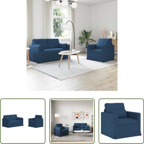 Divano in tessuto -  Set di divani 2 pcs Blu 139 x 78 x 80 cm Tessuto
