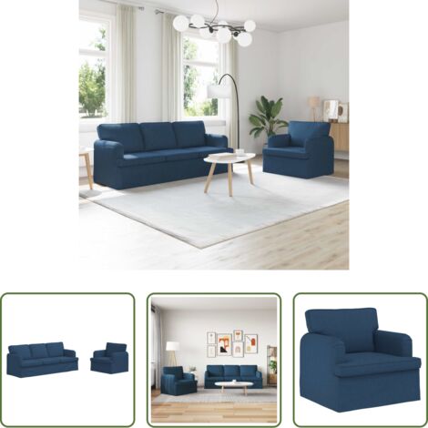 Divano in tessuto -  Set di divani 2 pcs Blu 144 x 80 x 85 cm Tessuto