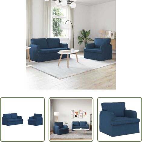 Divano in tessuto -  Set di divani 2 pcs Blu 144 x 80 x 85 cm Tessuto