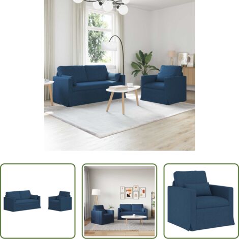 Divano in tessuto -  Set di divani 2 pcs Blu 158 x 78 x 80 cm Tessuto