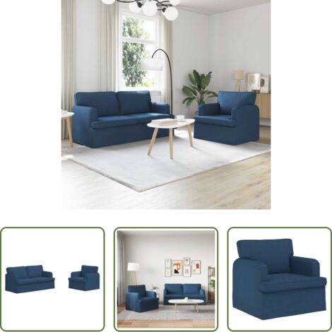 Divano in tessuto -  Set di divani 2 pcs Blu 162 x 80 x 85 cm Tessuto