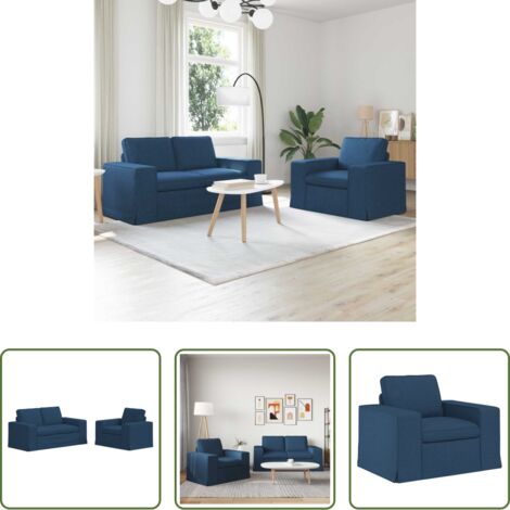 Divano in tessuto -  Set di divani 2 pcs Blu 182 x 80 x 82 cm Tessuto