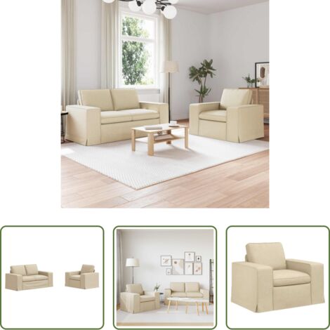 Divano in tessuto -  Set di divani 2 pcs Crema 182 x 80 x 82 cm Tessuto