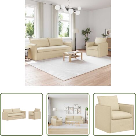 Divano in tessuto -  Set di divani 2 pcs Crema 196 x 82 x 85 cm Tessuto
