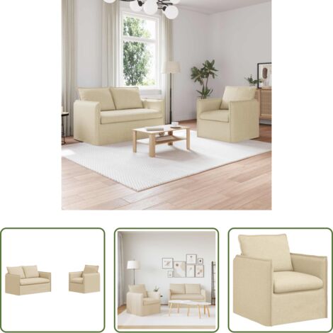 Divano in tessuto -  Set di divani 2 pcs Crema 196 x 82 x 85 cm Tessuto