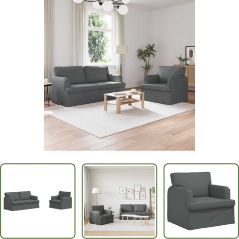 Divano in tessuto -  Set di divani 2 pcs Grigio scuro 162 x 80 x 85 cm Tessuto