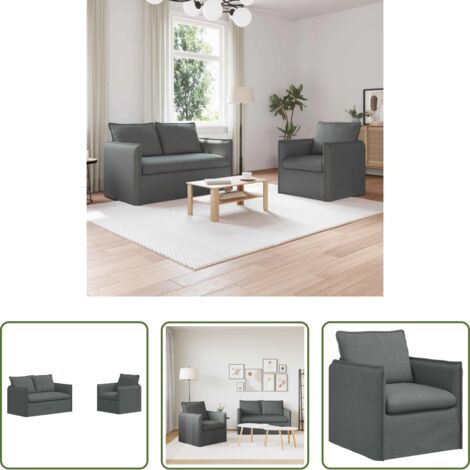 Divano in tessuto -  Set di divani 2 pcs Grigio scuro 196 x 82 x 85 cm Tessuto