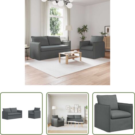 Divano in tessuto -  Set di divani 2 pcs Grigio scuro 196 x 82 x 85 cm Tessuto