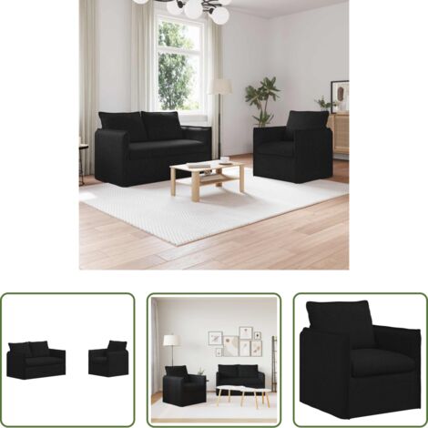 Divano in tessuto -  Set di divani 2 pcs Nero 196 x 82 x 85 cm Tessuto