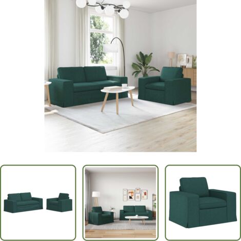 Divano in tessuto -  Set di divani 2 pcs Verde Scuro 182 x 80 x 82 cm Tessuto