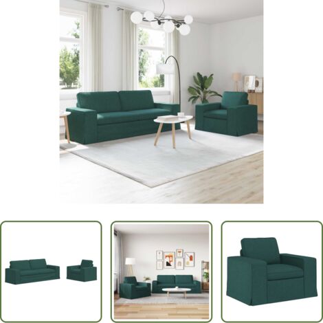 Divano in tessuto -  Set di divani 2 pcs Verde Scuro 182 x 80 x 82 cm Tessuto