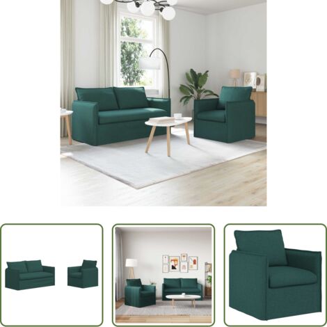 Divano in tessuto -  Set di divani 2 pcs Verde Scuro 196 x 82 x 85 cm Tessuto