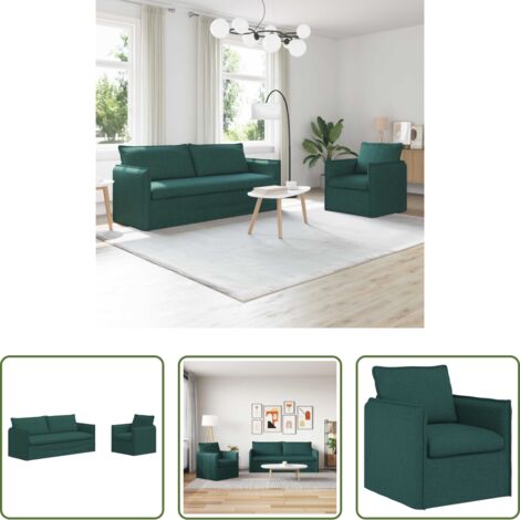 Divano in tessuto -  Set di divani 2 pcs Verde Scuro 196 x 82 x 85 cm Tessuto