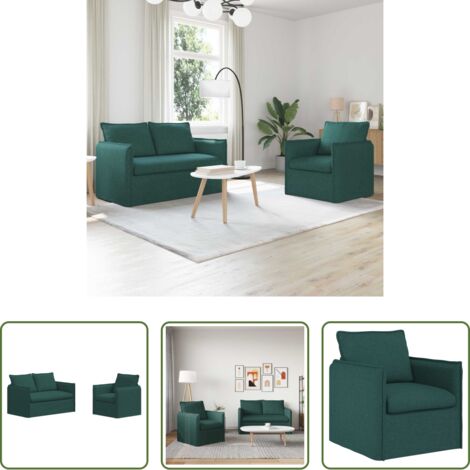Divano in tessuto -  Set di divani 2 pcs Verde Scuro 196 x 82 x 85 cm Tessuto
