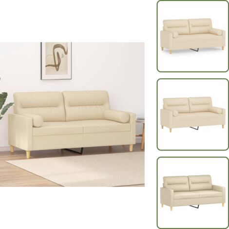 Divano in tessuto - vidaXL Divano a 2 Posti con Cuscini Crema 140 cm in Tessuto - Divano con cuscini