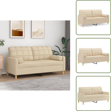 Divano in tessuto - vidaXL Divano a 2 Posti con Cuscini Crema 140 cm in Tessuto - Divano con cuscini