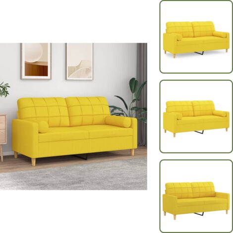 Divano in tessuto - vidaXL Divano a 2 Posti con Cuscini Giallo Chiaro 140 cm in Tessuto - Divano moderno