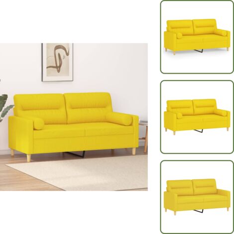 Divano in tessuto - vidaXL Divano a 2 Posti con Cuscini Giallo Chiaro 140 cm in Tessuto - Divano moderno