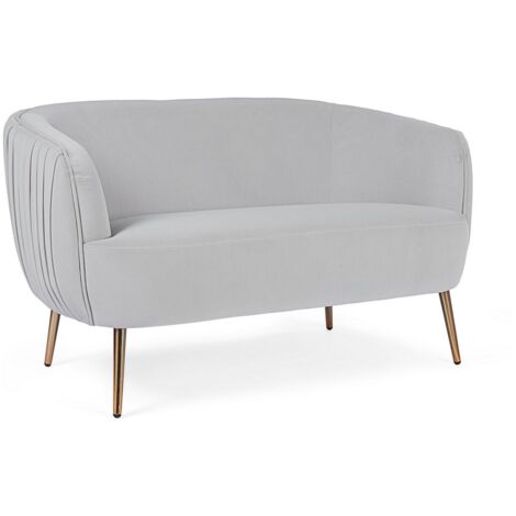 Divano in velluto 2 posti "Linsay" con piedi ottone 129 cm -Grigio