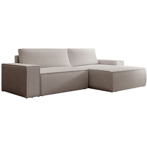 Divano  in Velluto a coste Beige - Angolo a destra - AMELIA