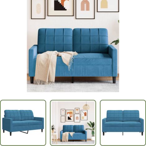 Divano in velluto - Divano a 2 Posti Blu 120 cm in Velluto