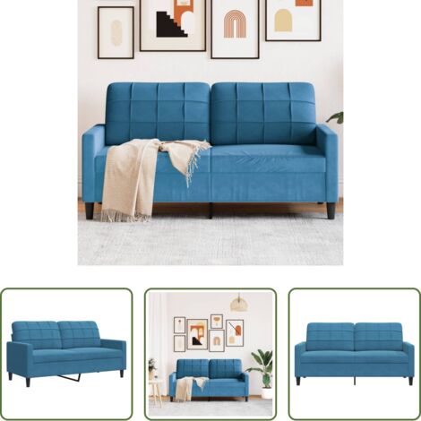 Divano in velluto - Divano a 2 Posti Blu 140 cm in Velluto