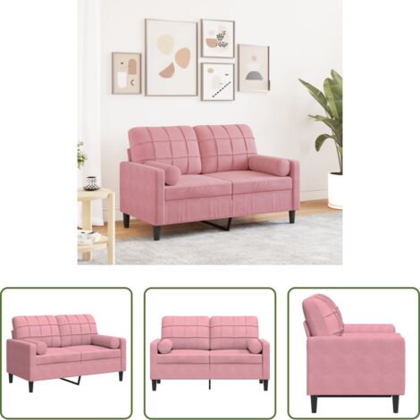 Divano in velluto -  Divano a 2 Posti con Cuscini Rosa 120 cm in Velluto