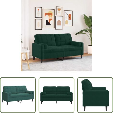 Divano in velluto -  Divano a 2 Posti con Cuscini Verde Scuro 140 cm in Velluto