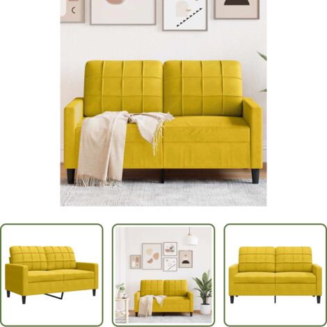 Divano in velluto -  Divano a 2 Posti giallo 120 cm in Velluto