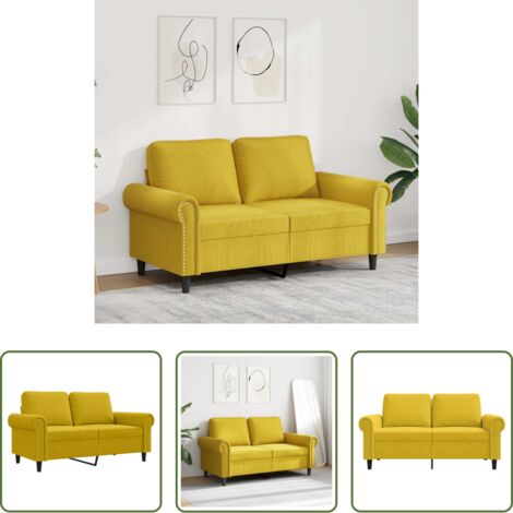 Divano in velluto -  Divano a 2 Posti giallo 120 cm in Velluto