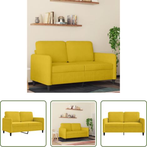 Divano in velluto -  Divano a 2 Posti giallo 120 cm in Velluto