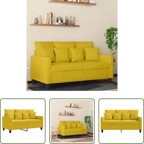 Divano in velluto -  Divano a 2 Posti giallo 120 cm in Velluto