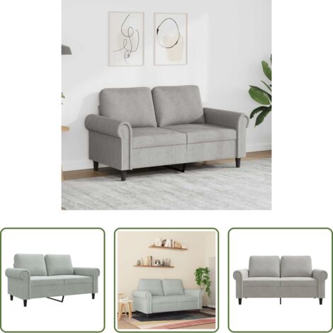 Divano in velluto -  Divano a 2 Posti Grigio Chiaro 120 cm in Velluto