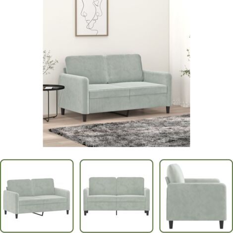 Divano in velluto -  Divano a 2 Posti Grigio Chiaro 120 cm in Velluto