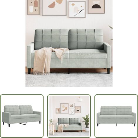 Divano in velluto -  Divano a 2 Posti Grigio Chiaro 140 cm in Velluto