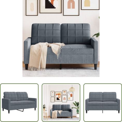 Divano in velluto -  Divano a 2 Posti grigio scuro 120 cm in Velluto