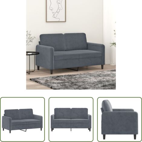 Divano in velluto -  Divano a 2 Posti grigio scuro 120 cm in Velluto